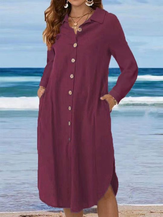 Damen Hemdkleid mit Knopfleiste und Seitenschlitzen Shop Nory