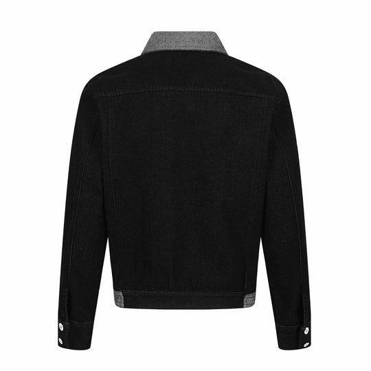 Herren Denim-Blousonjacke mit Kontrastkragen und grafischen Ärmelprints Shop Nory
