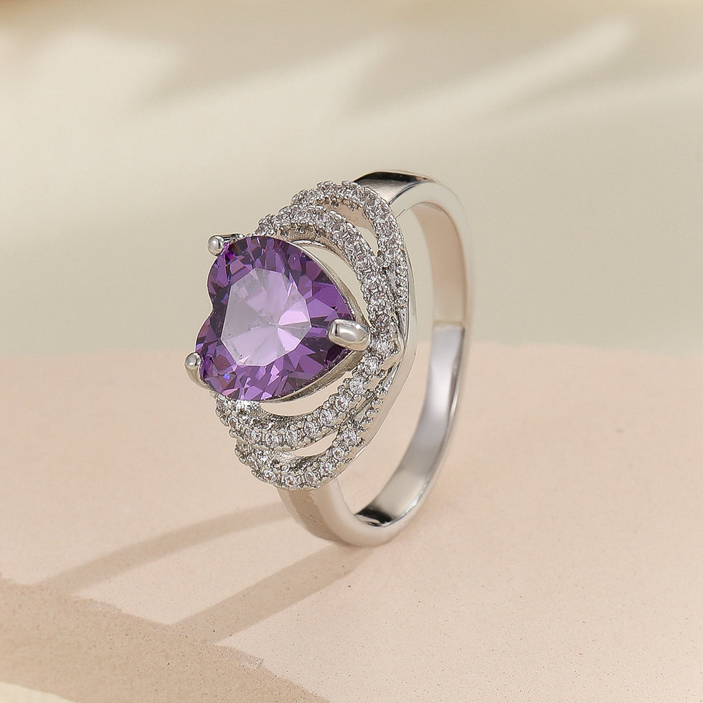 Damen herzförmiger Ring mit Zirkonia-Verzierung Shop Nory