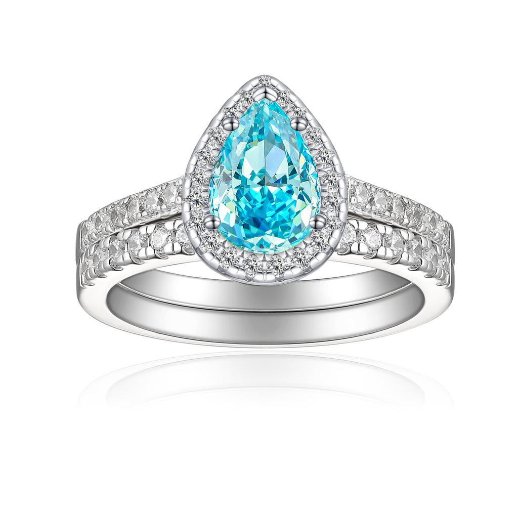 Damen eleganter Tropfenring mit funkelndem Edelstein und Zirkonia-Besatz Shop Nory