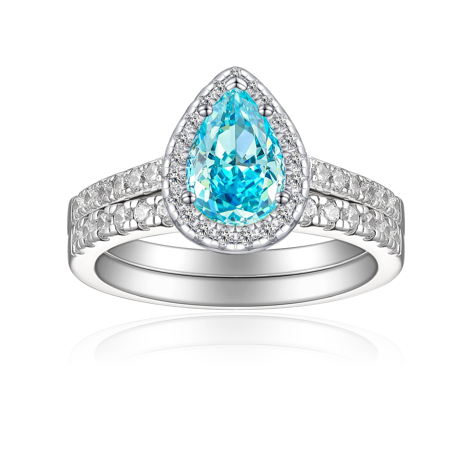 Damen eleganter Tropfenring mit funkelndem Edelstein und Zirkonia-Besatz Shop Nory