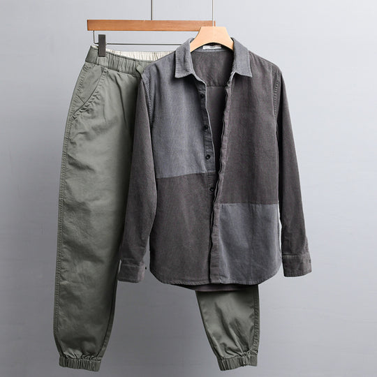 Herren Patchwork-Cordhemdjacke im Relaxed-Fit mit Kentkragen Shop Nory