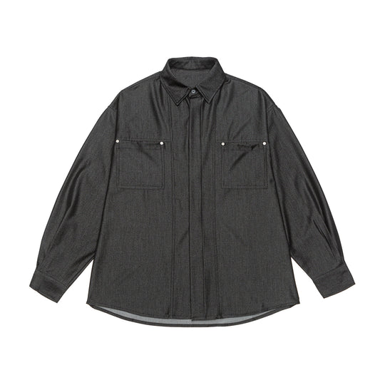 Herren Overshirt aus schwerer Twill‑Qualität mit verdeckter Knopfleiste und Brusttaschen Shop Nory