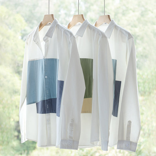 Herren Baumwoll-Overshirt mit farbigen Blockpaneelen und Kentkragen Shop Nory