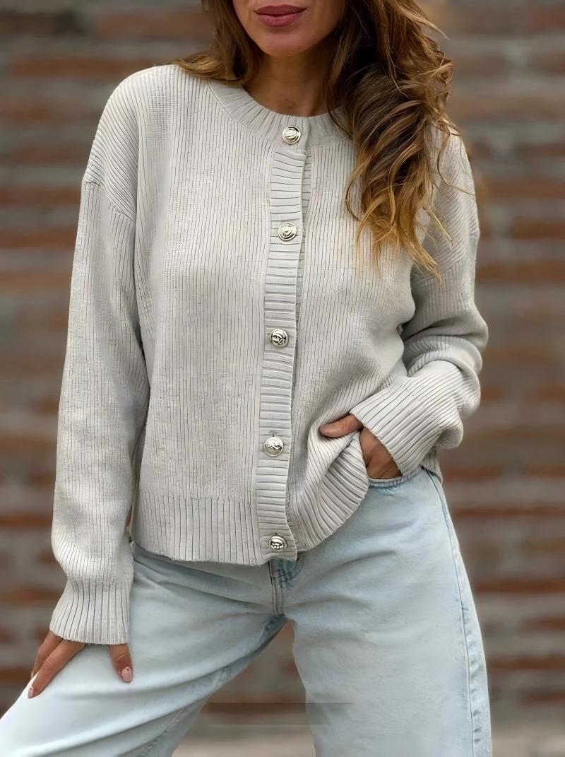 Damen Stylische Strickjacke mit Knopfverschluss Shop Nory