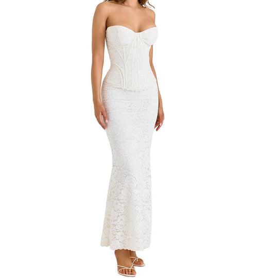 Damen Spitzen-Corsagenkleid