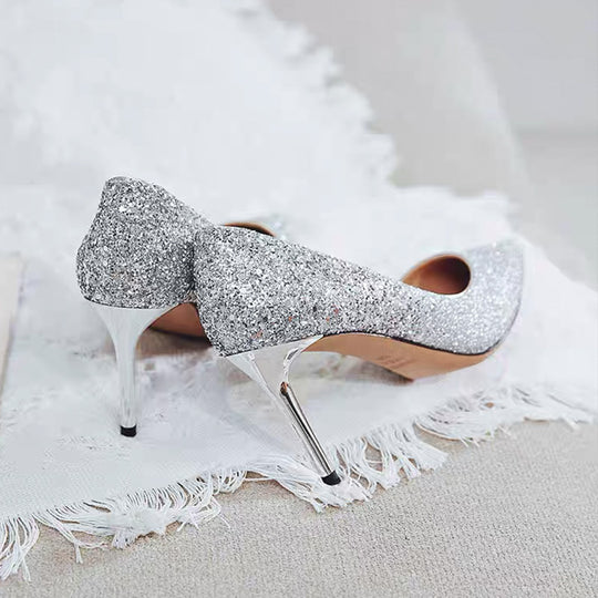 Damen Glitzer-Pumps mit spitzer Zehenform und metallic Stiletto-Absatz Shop Nory