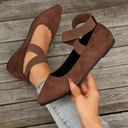 Damen Bequeme Ballerinas mit elastischem Riemchen und modischem Design