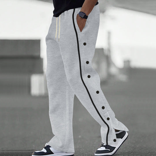 Herren Seitenknopf-Jogginghose mit Kontraststreifen und Kordelzug Shop Nory