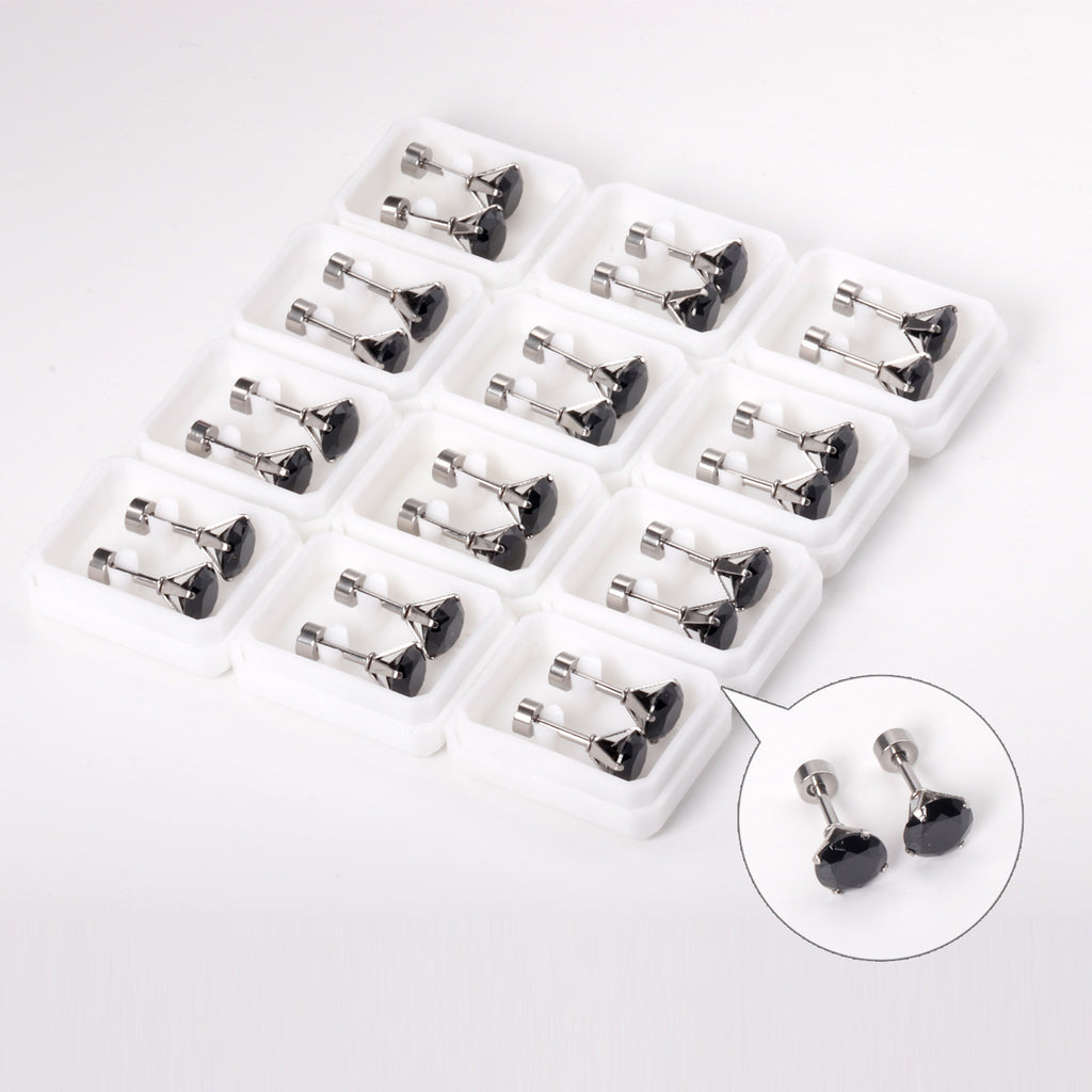 Damen Edelstahl Ohrstecker mit schwarzem Zirkonia Shop Nory