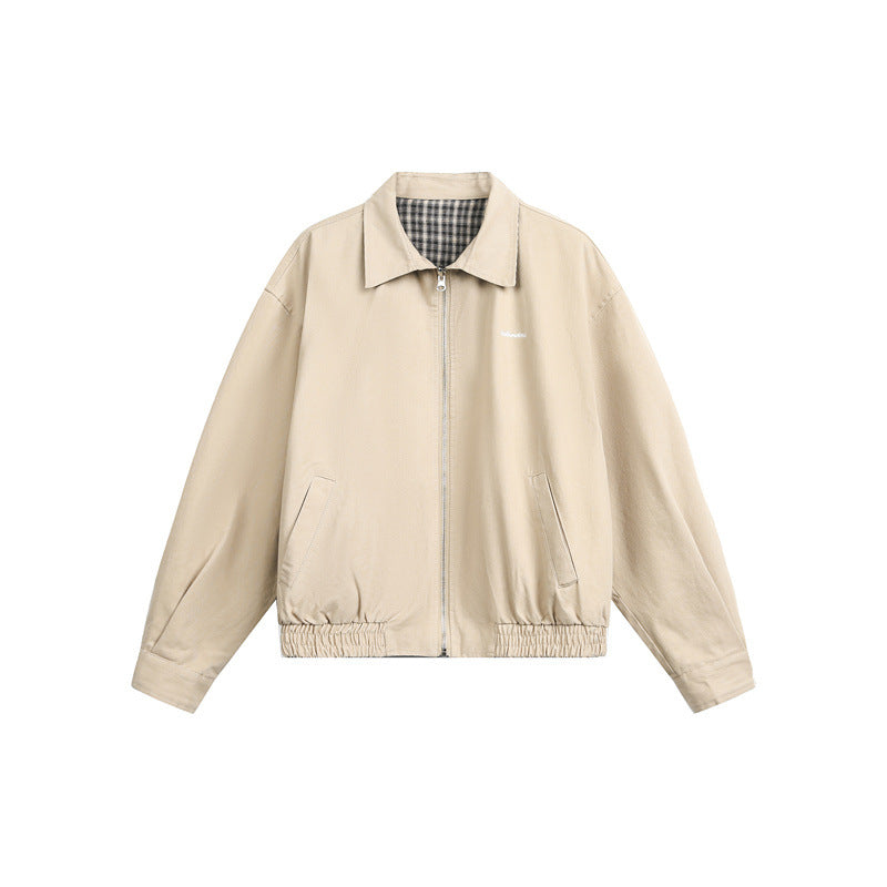 Unisex Kurzjacke im Harrington‑Stil mit Reißverschluss und kariertem Futter Shop Nory
