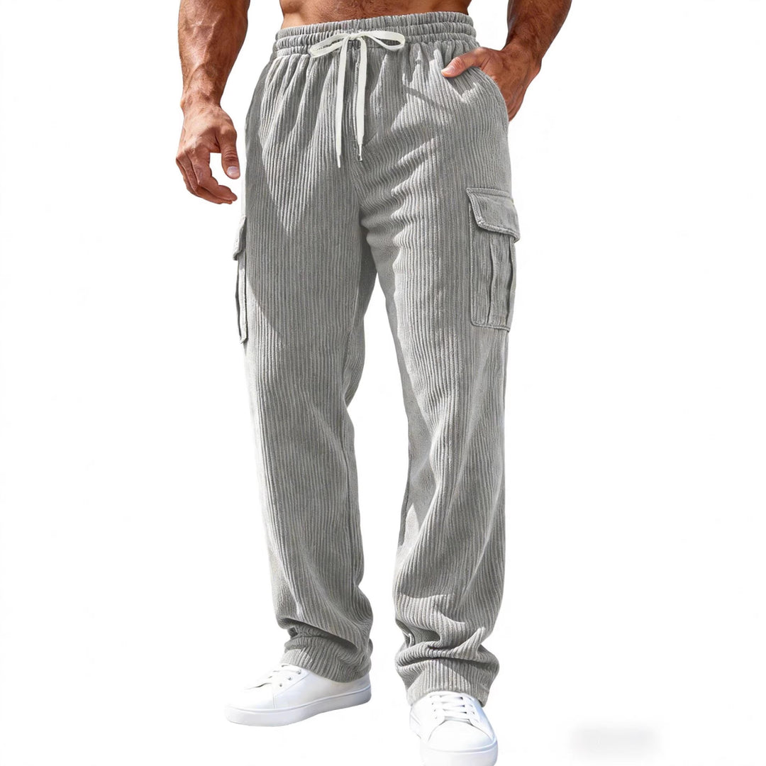 Herren Gerippte Cargo-Freizeithose mit Tunnelzug und Elastikbund Shop Nory