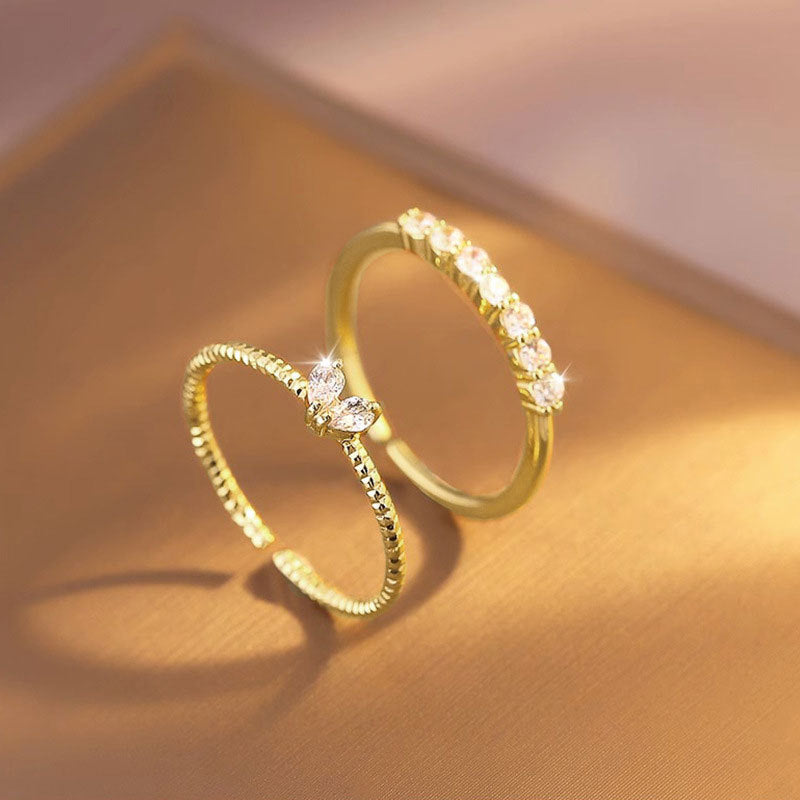 Damen Eleganter Ring mit zarten Zirkonia-Steinen Shop Nory