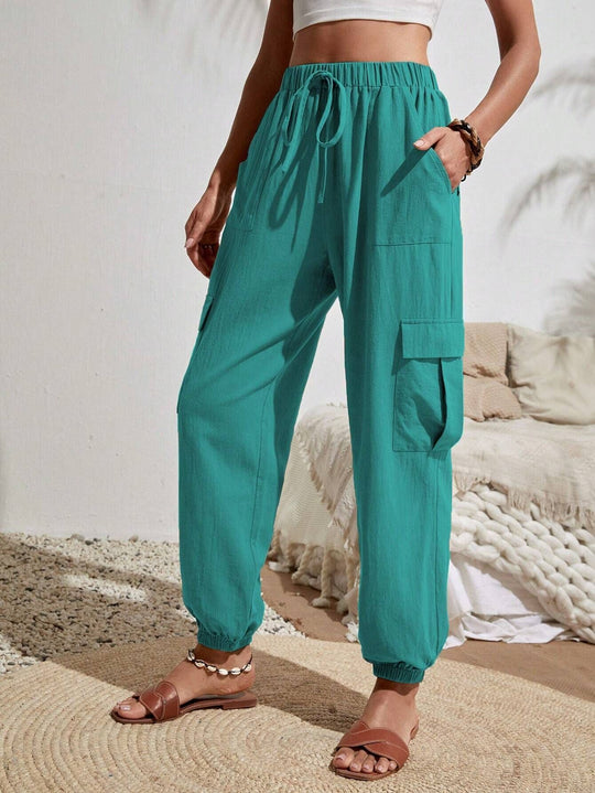 Damen Cargo-Jogginghose mit elastischem Bund, Kordelzug und aufgesetzten Taschen Shop Nory