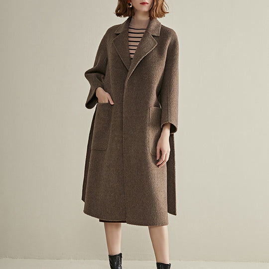 Damen Modischer Wollmantel mit Taillengürtel Shop Nory