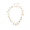 Damen Halskette mit farbenfrohen Blumen- und Vogelanhängern Shop Nory