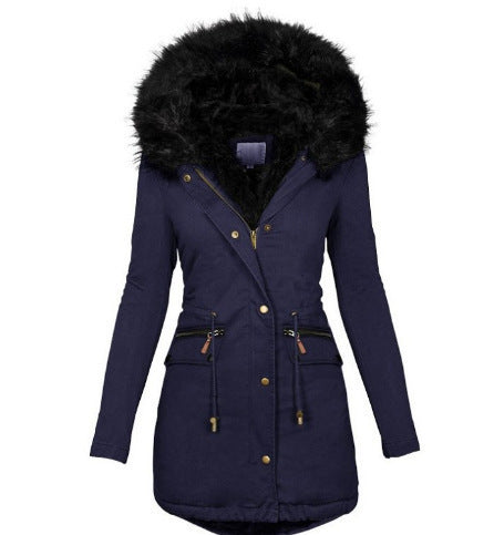 Damen Slim-Fit Thermo-Parka mit voluminöser Kunstfellkapuze und Tunnelzug Shop Nory