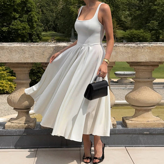 Damen Elegantes Maxikleid mit A-Linie und breiten Trägern