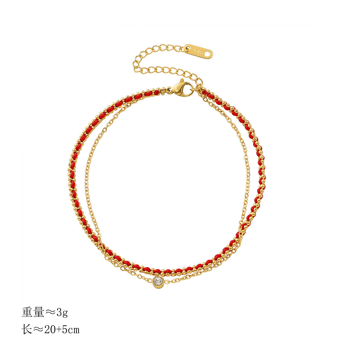 Damen Fußkette mit funkelnden Steinen und rotem Design Shop Nory
