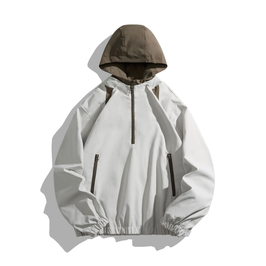 Unisex Leichter Anorak mit Kontrastkapuze und halbem Reißverschluss Shop Nory