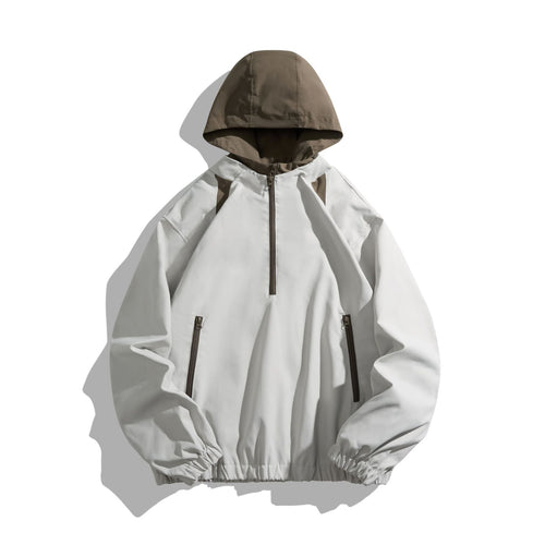 Unisex Leichter Anorak mit Kontrastkapuze und halbem Reißverschluss Shop Nory