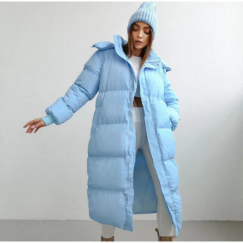 Shopnory | Winter Lange Steppjacke mit Futter für Damen Ideal für Kaltes Wetter