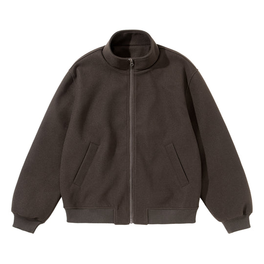 Unisex Kurz geschnittener kastiger Wollmix Blouson mit Stehkragen Shop Nory