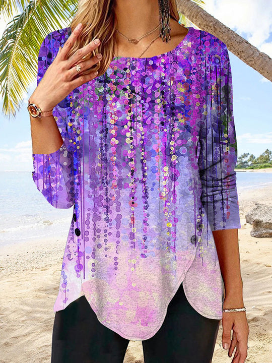 Damen Langärmeliges Oversize-Sweatshirt mit abstraktem Aquarell-Mosaikprint Shop Nory