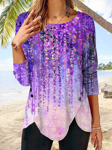 Damen Langärmeliges Oversize-Sweatshirt mit abstraktem Aquarell-Mosaikprint Shop Nory