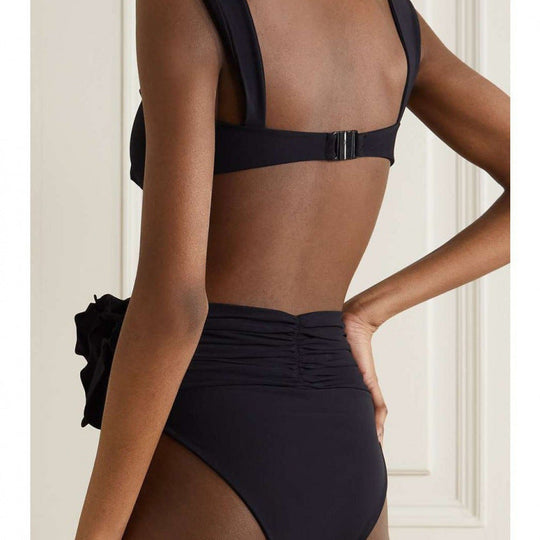 Damen Hochgeschnittener Bikini mit raffiniertem Rüschendetail Shopnory