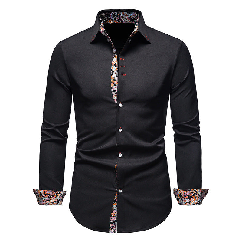 Herren Langarmhemd mit modernem Paisley-Muster und exklusiven Details