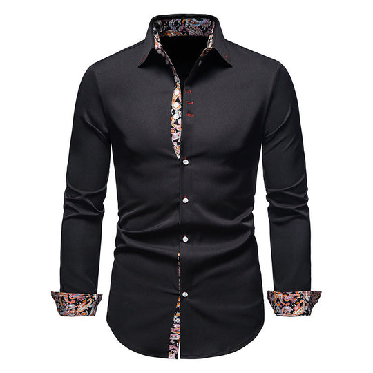 Herren Langarmhemd mit modernem Paisley-Muster und exklusiven Details