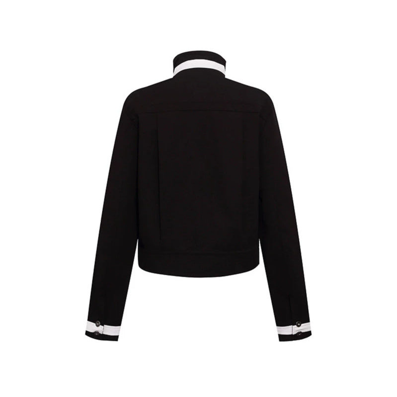 Damen Cropped-Bomberjacke mit Stehkragen, Pattentaschen und Kontrastbündchen Shop Nory