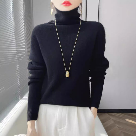 Damen Kurz geschnittener Rollkragenpullover aus weichem Kaschmir-Blend mit schmaler Silhouette Shop Nory
