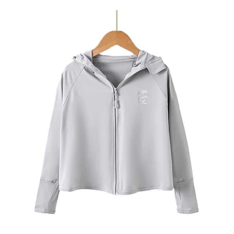 Unisex nan atmungsaktive Kinder-UV-Schutzjacke mit A-Linien-Schnitt, Kapuze und Daumenlöchern  Shopnory