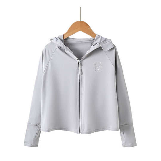 Unisex nan atmungsaktive Kinder-UV-Schutzjacke mit A-Linien-Schnitt, Kapuze und Daumenlöchern  Shopnory