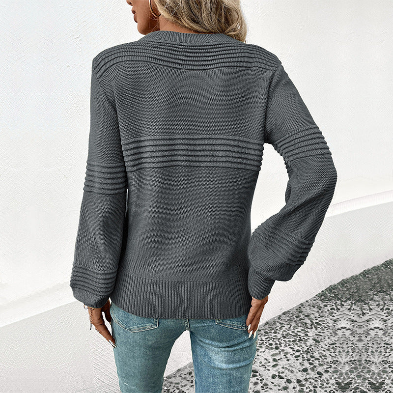 Damen Feinstrick‑Pullover mit horizontaler Rippenpasse und gerippten Bündchen Shop Nory