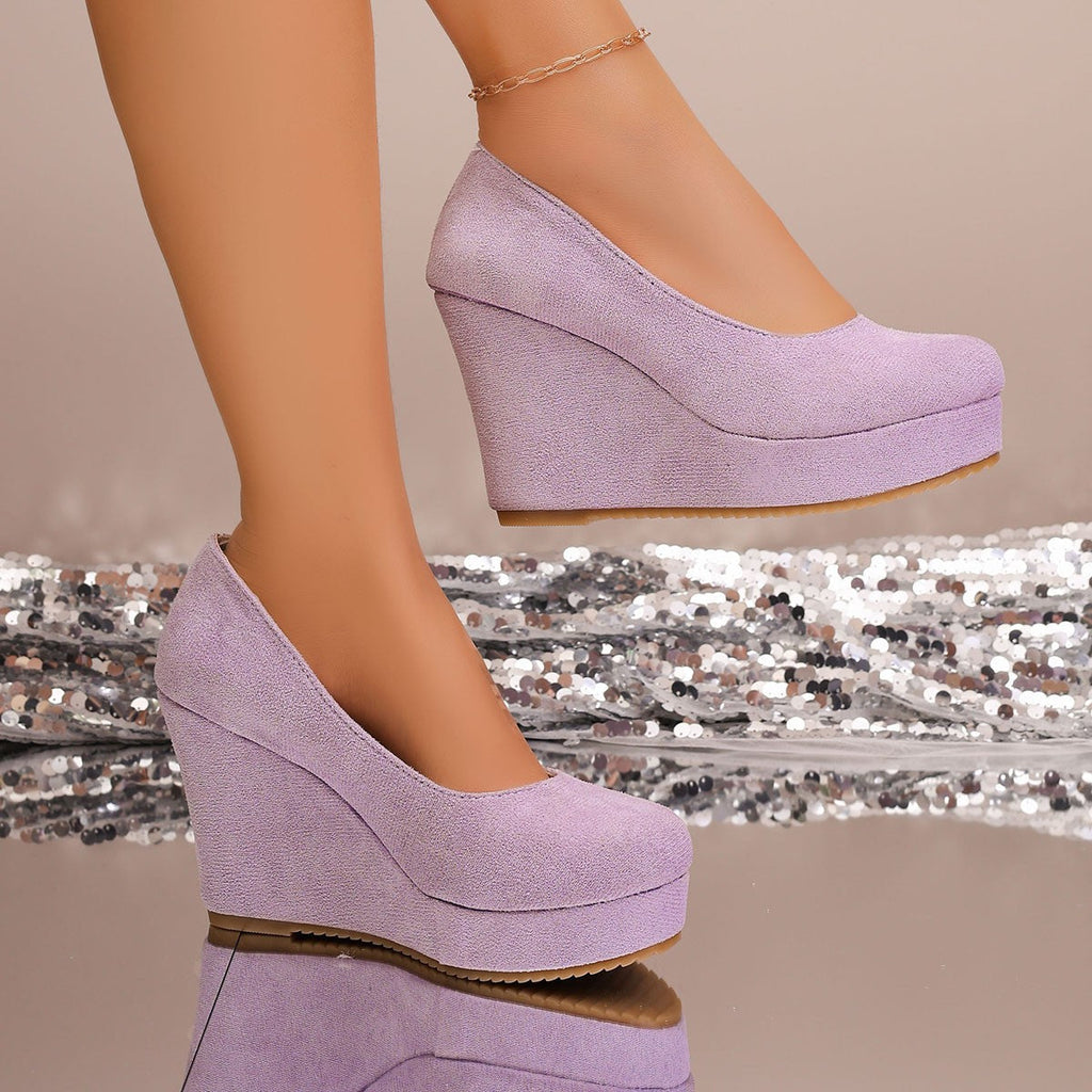 Damen Wedge-Pumps mit elegantem samtigem Obermaterial und komfortablem Fußbett