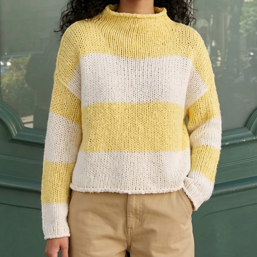 Damen Grobgestrickter Cropped-Pullover mit Stehkragen und überschnittenen Ärmeln Shop Nory