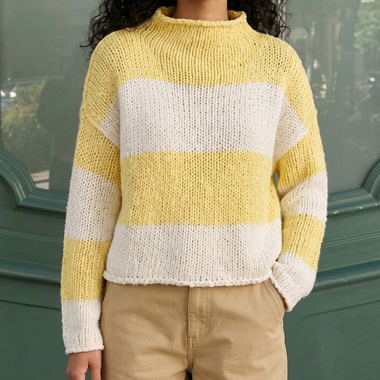 Damen Grobgestrickter Cropped-Pullover mit Stehkragen und überschnittenen Ärmeln Shop Nory