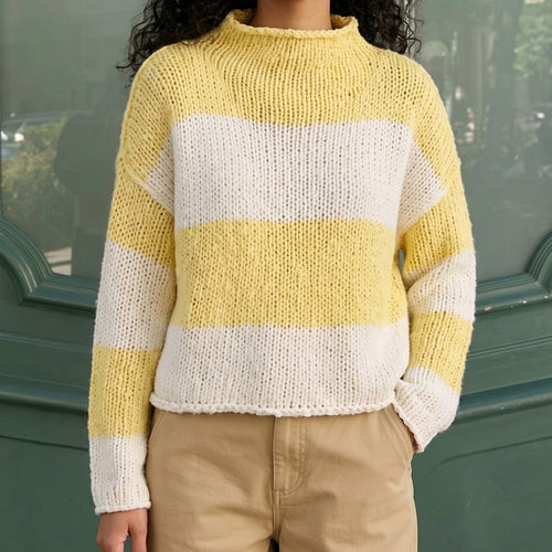 Damen Grobgestrickter Cropped-Pullover mit Stehkragen und überschnittenen Ärmeln Shop Nory