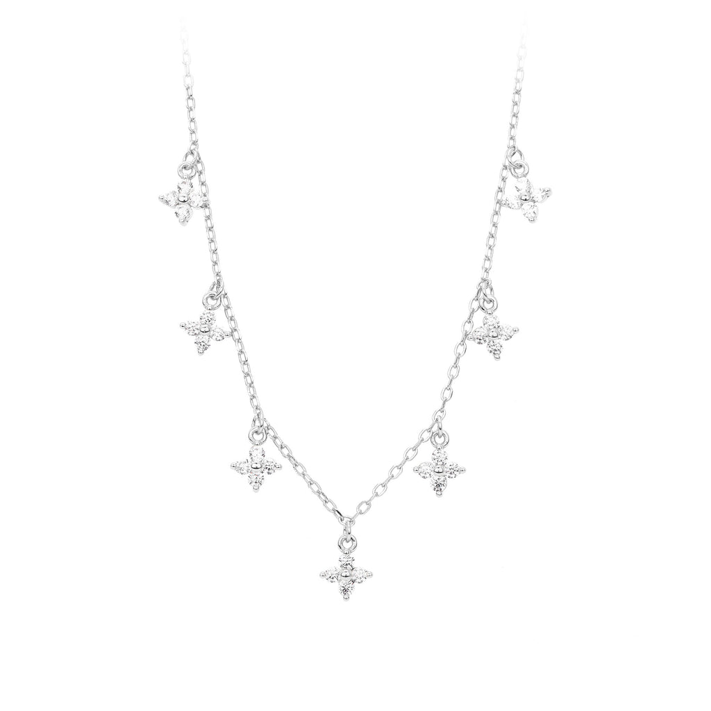 Damen Halskette mit funkelnden Zirkon-Stars aus 925 Sterling Silber Shop Nory