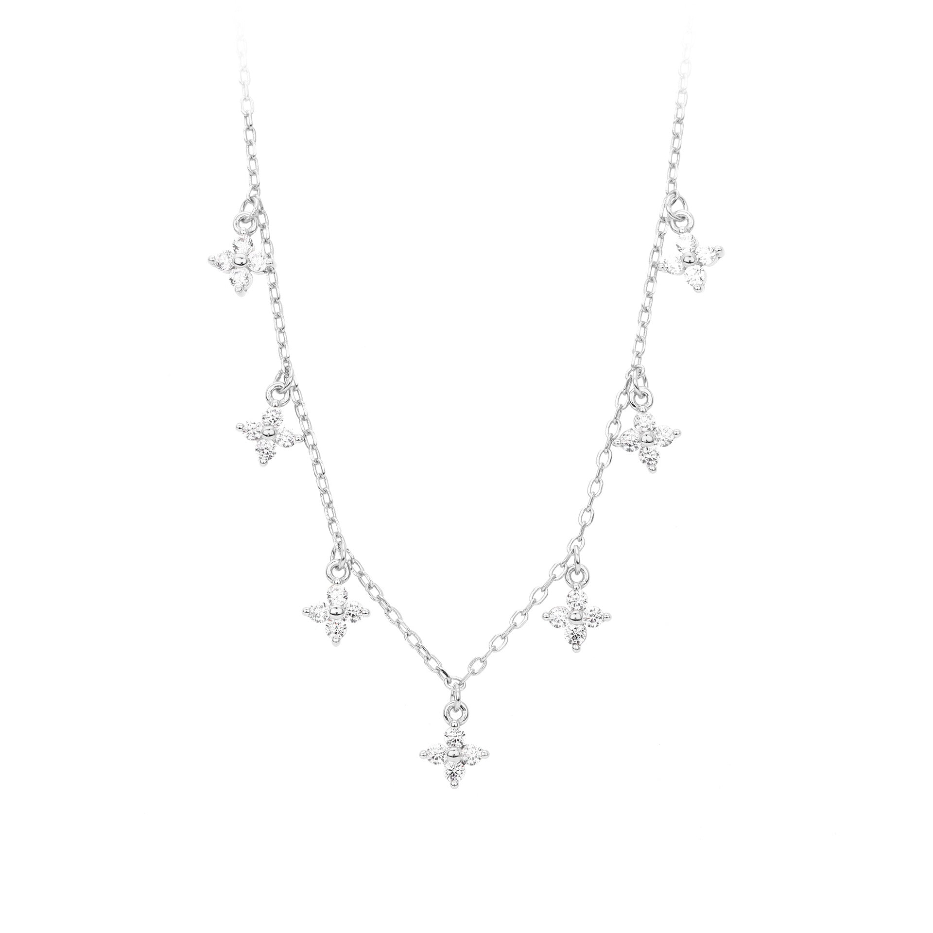 Damen Halskette mit funkelnden Zirkon-Stars aus 925 Sterling Silber Shop Nory