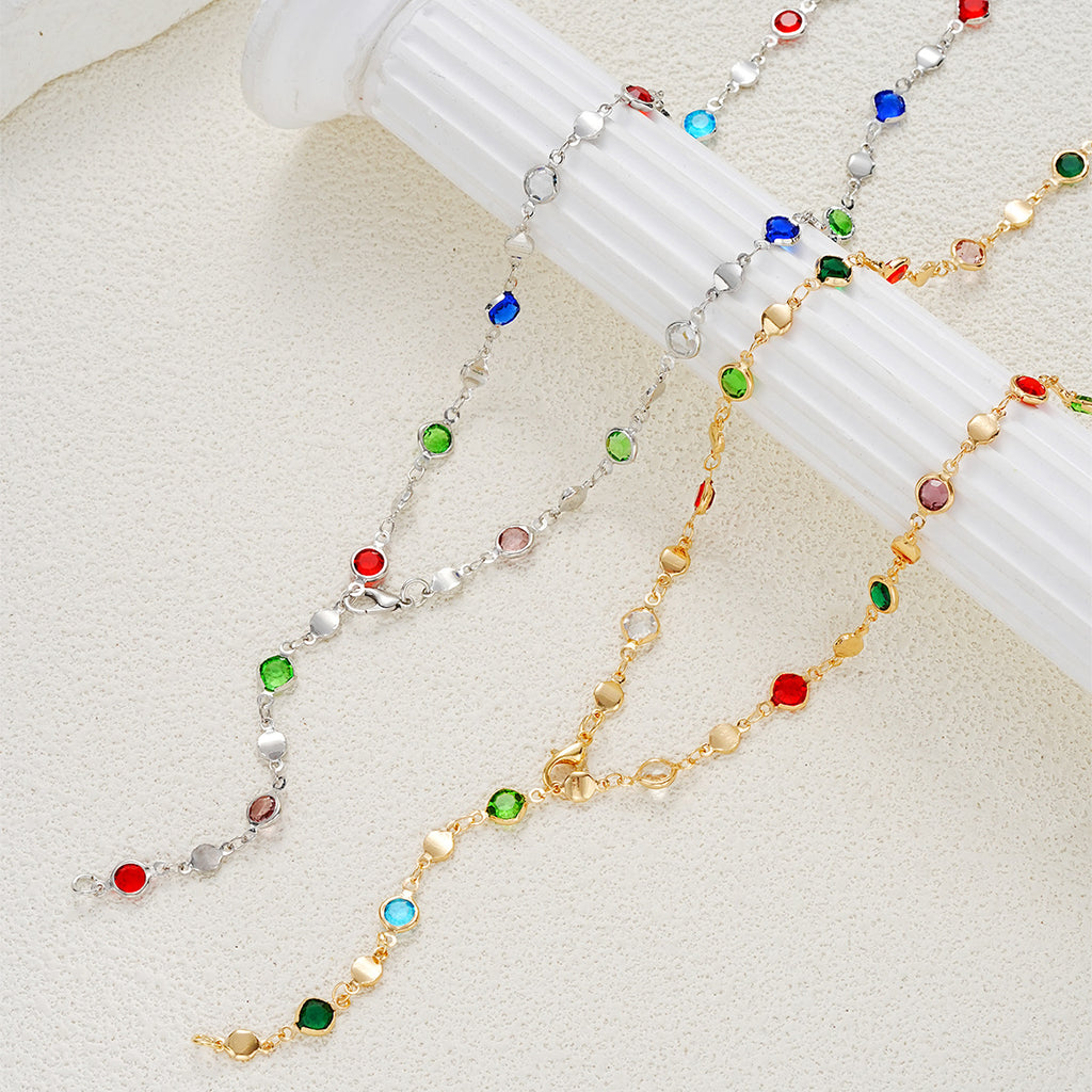 Damen Halskette mit bunten Kristallen und filigranem Design Shop Nory