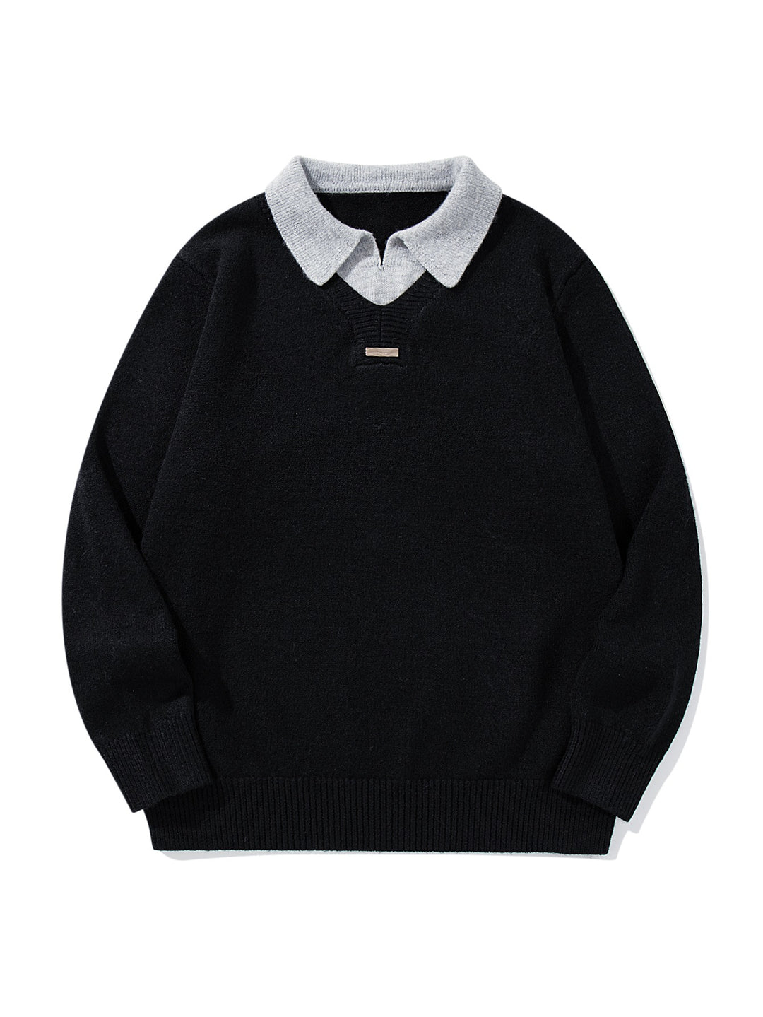 Herren Boxy-Strickpullover mit Polokragen und V‑Einsatz Shop Nory