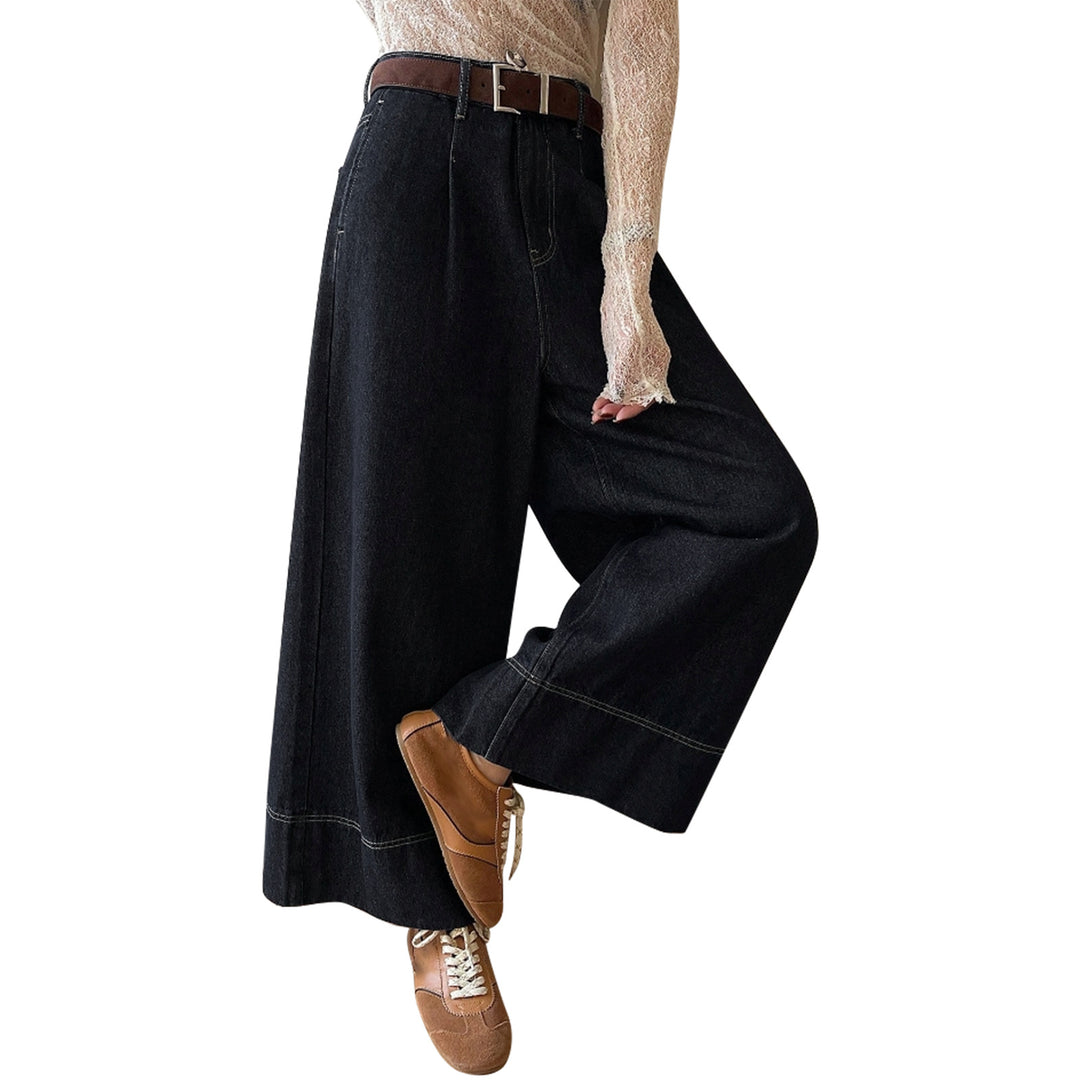 Damen High-Waist Culotte-Jeans aus schwerem Wide-Leg-Denim mit dekorativer Vordernaht Shop Nory