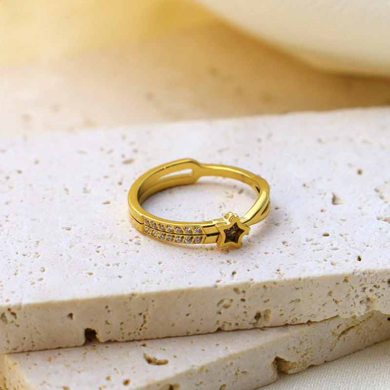 Damen Funkelnder Stern-Ring mit Zirkonia-Details Shop Nory