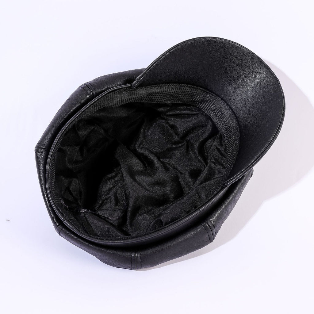 Damen Leder-Baker Boy Cap mit Klassischem Design