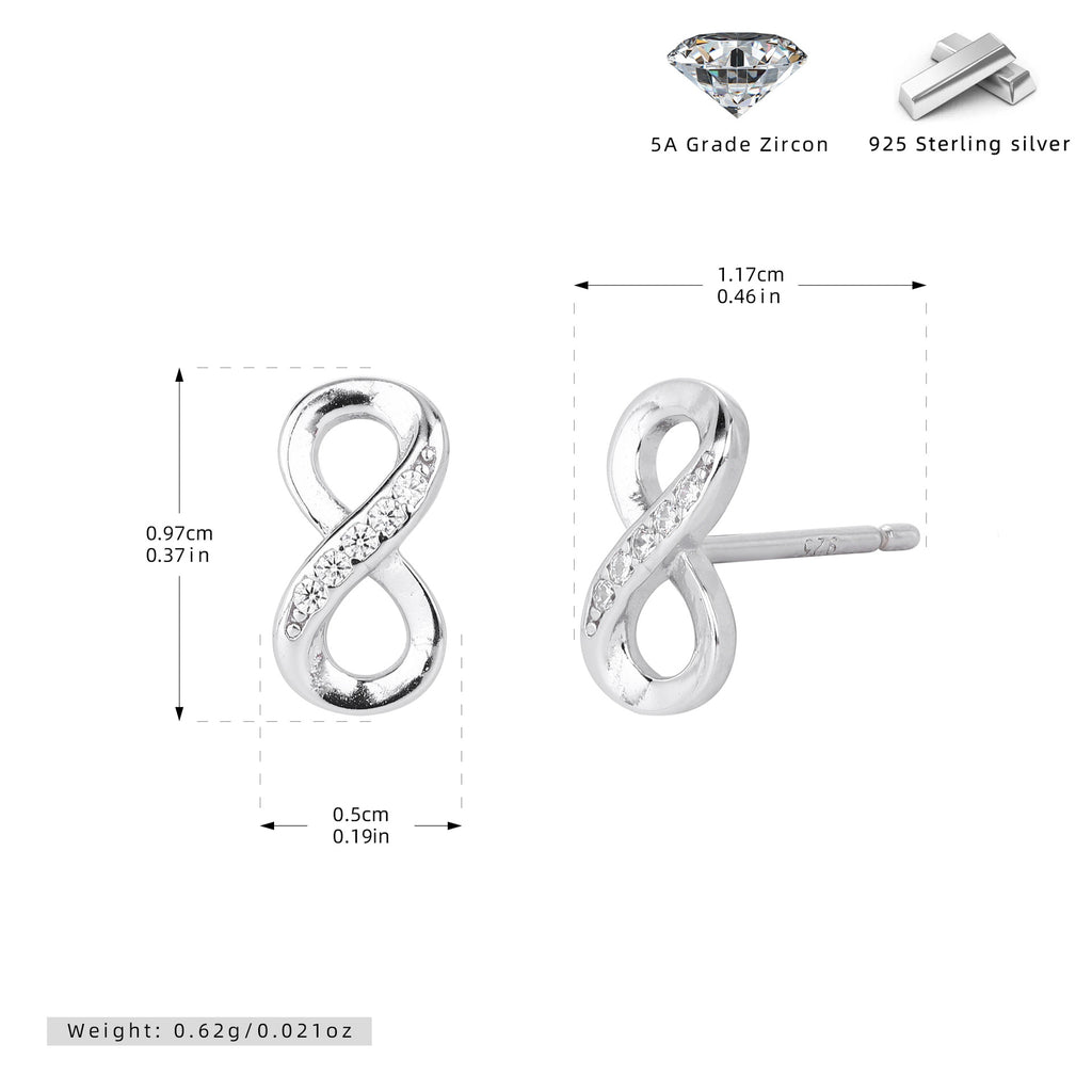 Damen Ohrstecker im unendlichen Design mit funkelnden Zirkonia Shop Nory
