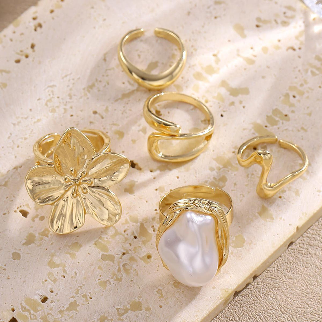 Damen Ring-Set mit kunstvollen Blumen- und modernen Designs Shop Nory